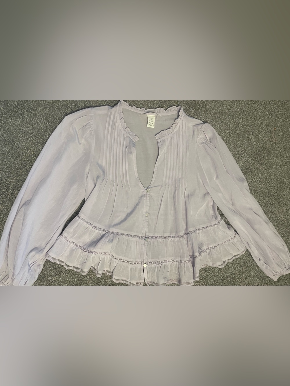 H&M Light Lavender Ruffle Peplum Blouse